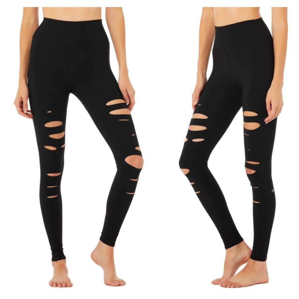 Alo Yoga High Waist Warrior Ripped leggings, size small